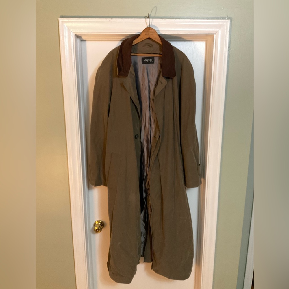 Men's Newport Harbor Olive Green  Trench Coat without Zip-out Wool Liner